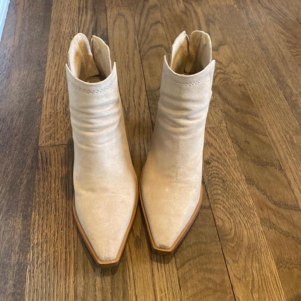 Vince Camuto back zip suede booties